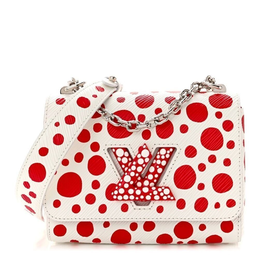 Louis Vuittonโx Yayoi Kusama Twist MM Infinity Dots Epi Leather Bag White Red 20